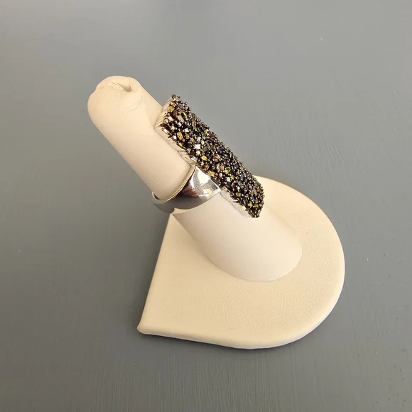 .925 Sterling Silver Lab Created Multi Colored Diamond Baguette Ring. - Picture 4 of 8